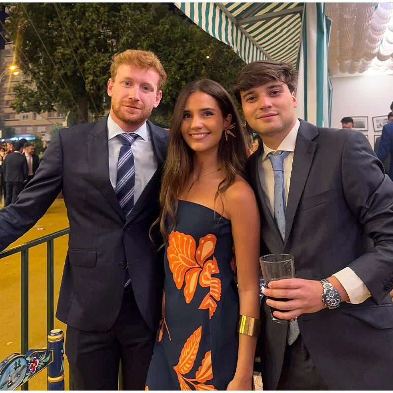 Elegant Floral Strapless Dress - Long Tube Slim Robe