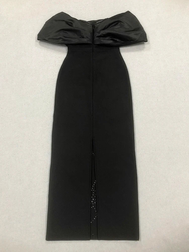 Off-Shoulder Crystal Bodycon Evening Gown