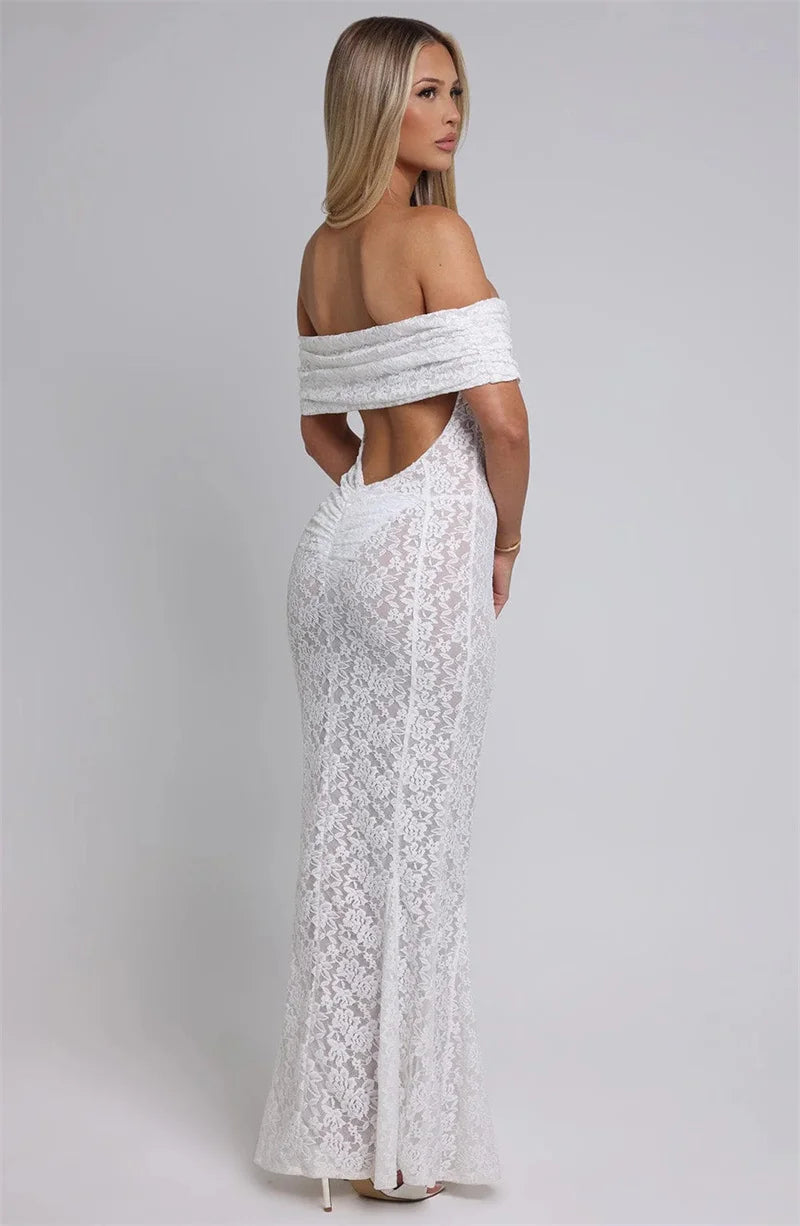 Hollow Out Strapless Maxi Dress