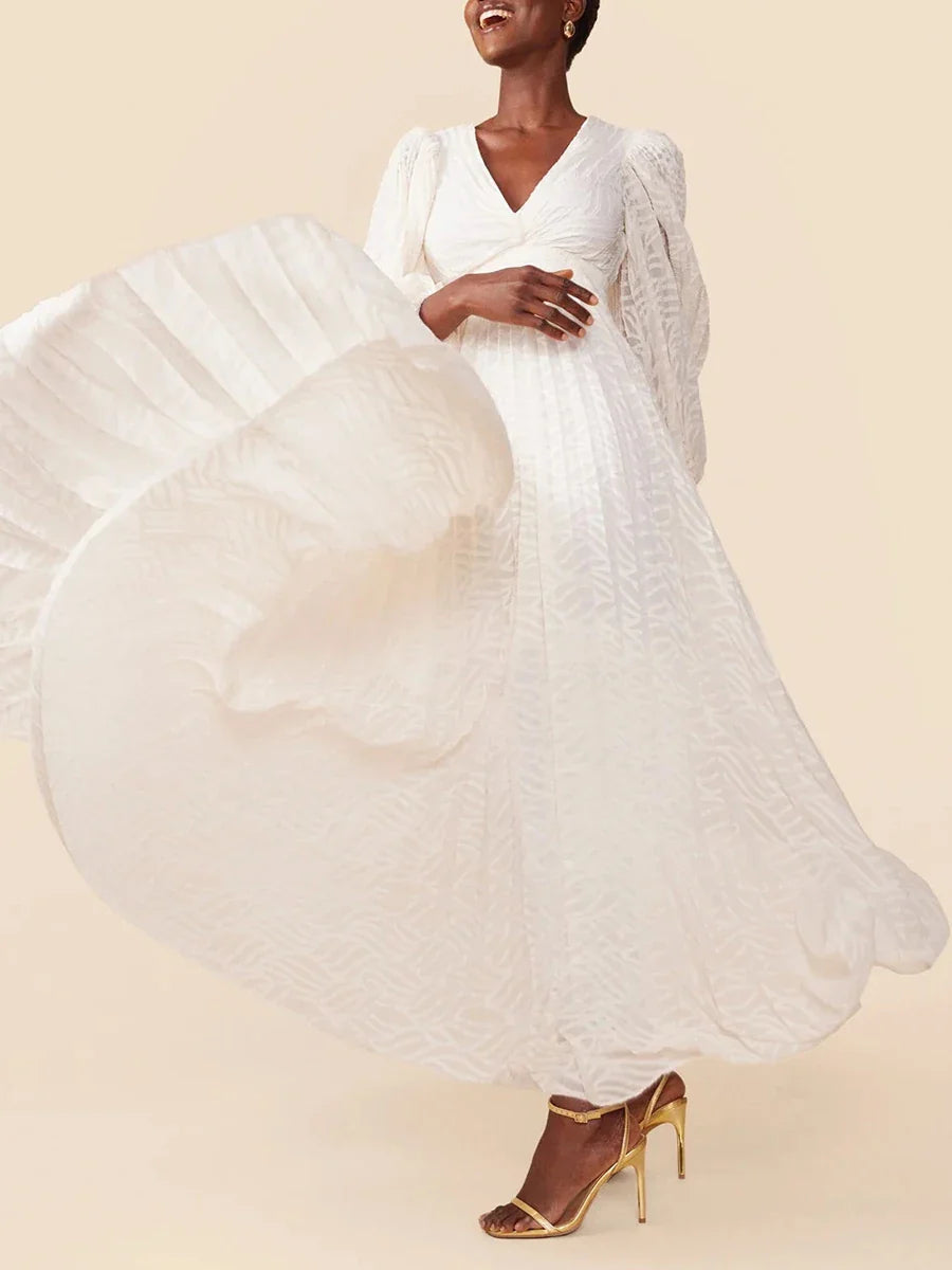 Women's O-Neck Lace-up A-Line Ankle-Length Dress