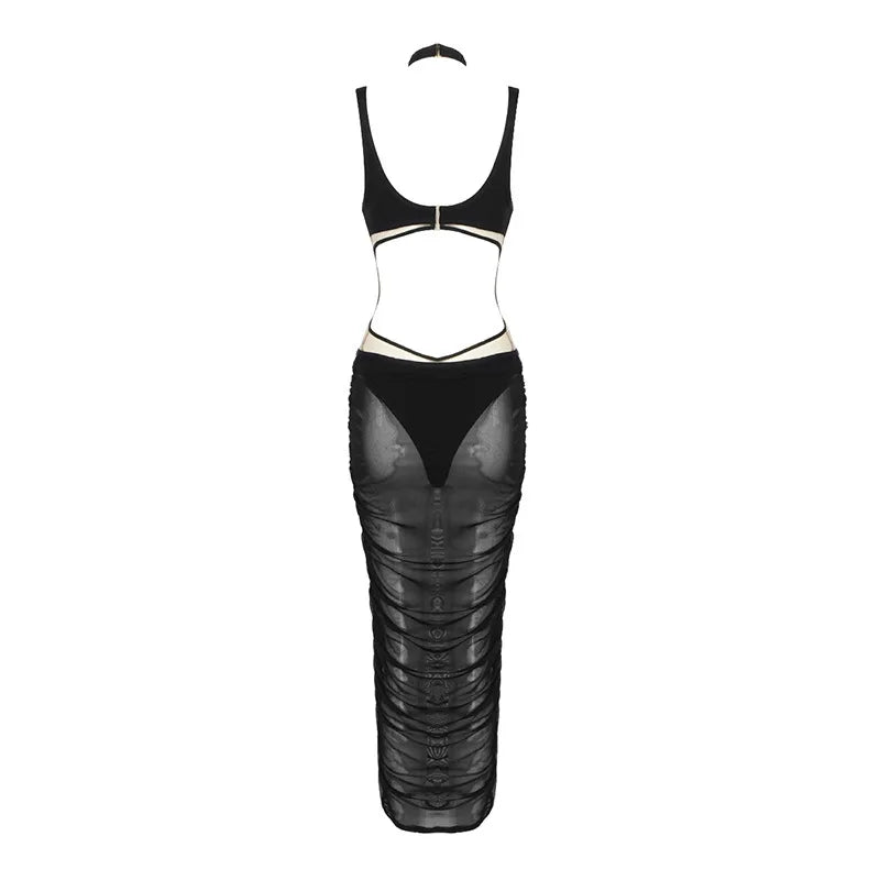 Red Cutout Halter Maxi Dress | Bold Night-Out Statement Gown