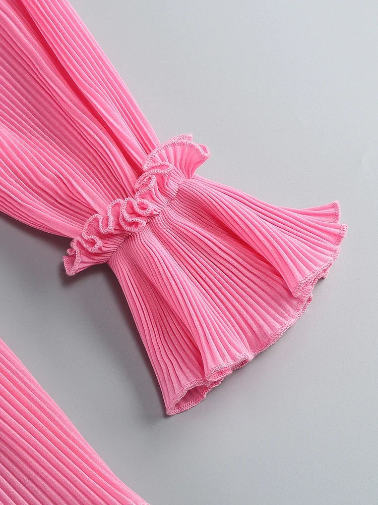 Pink Cutout Mini Dress with Sculpted Flower Detail