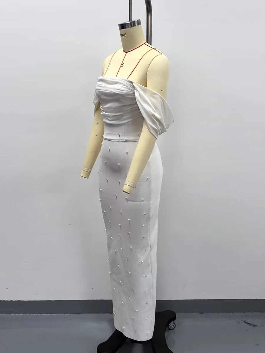 Strapless Mesh Patchwork Dress | Beaded Vintage Elegance