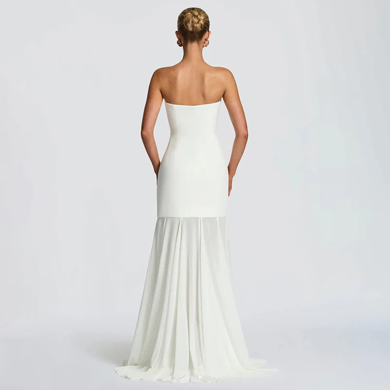 Strapless Chiffon Maxi Dress with Shawl