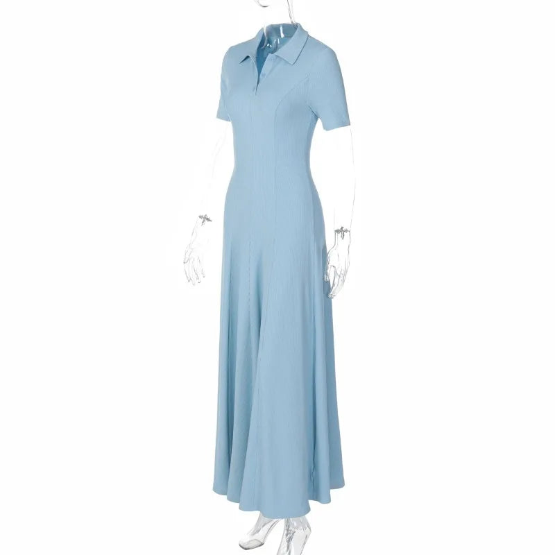 Sky Blue Knit Maxi Dress | Effortless All-Day Elegance