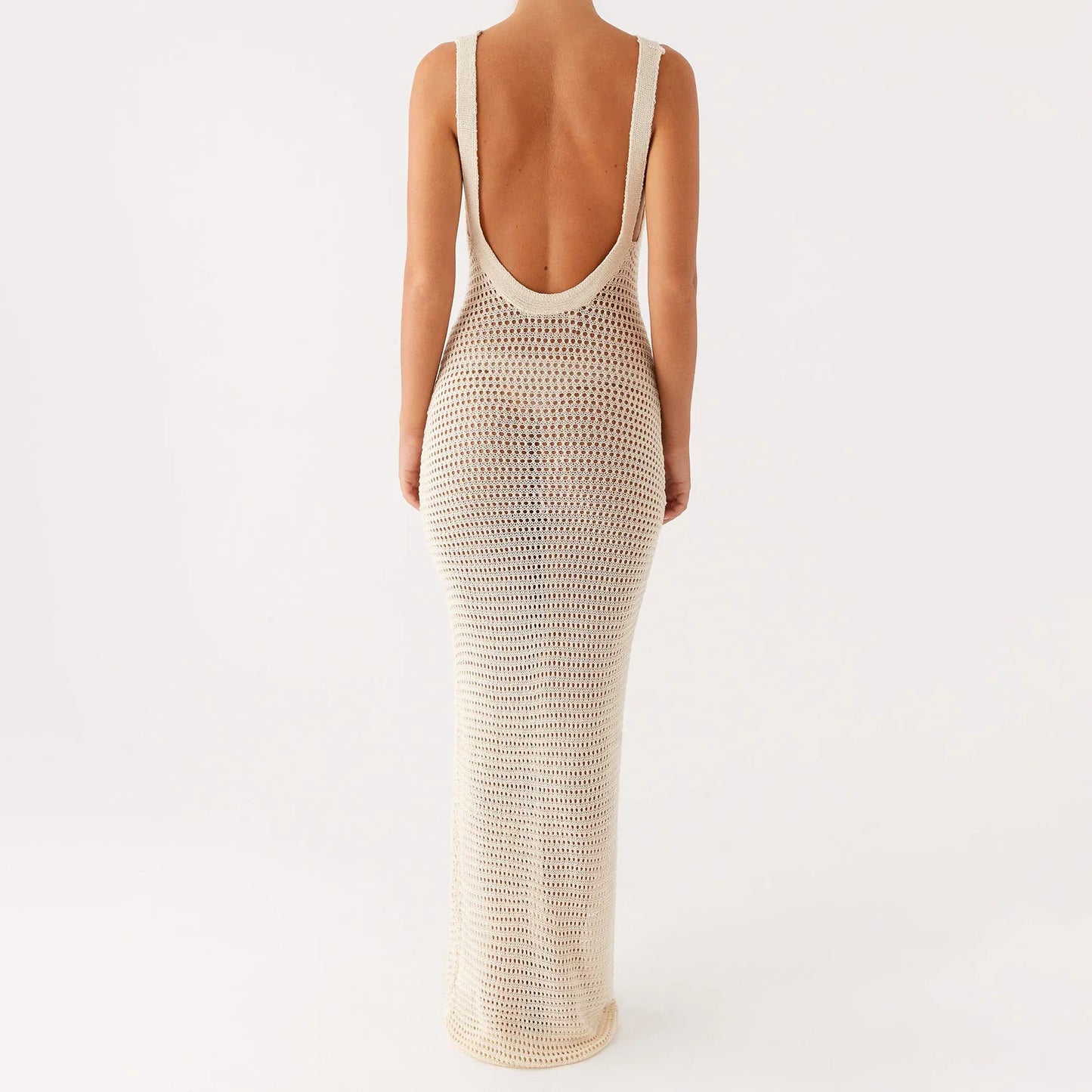 Sleeveless Crochet Cutout Maxi Dress - Backless Bodycon Streetwear