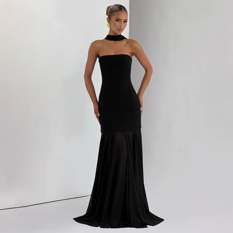 Strapless Chiffon Maxi Dress with Shawl