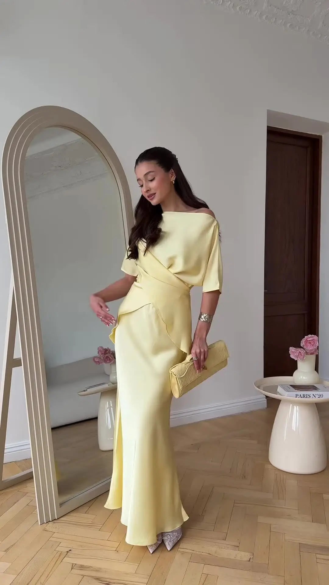 Elegant Yellow Trumpet Skirt & Top Set