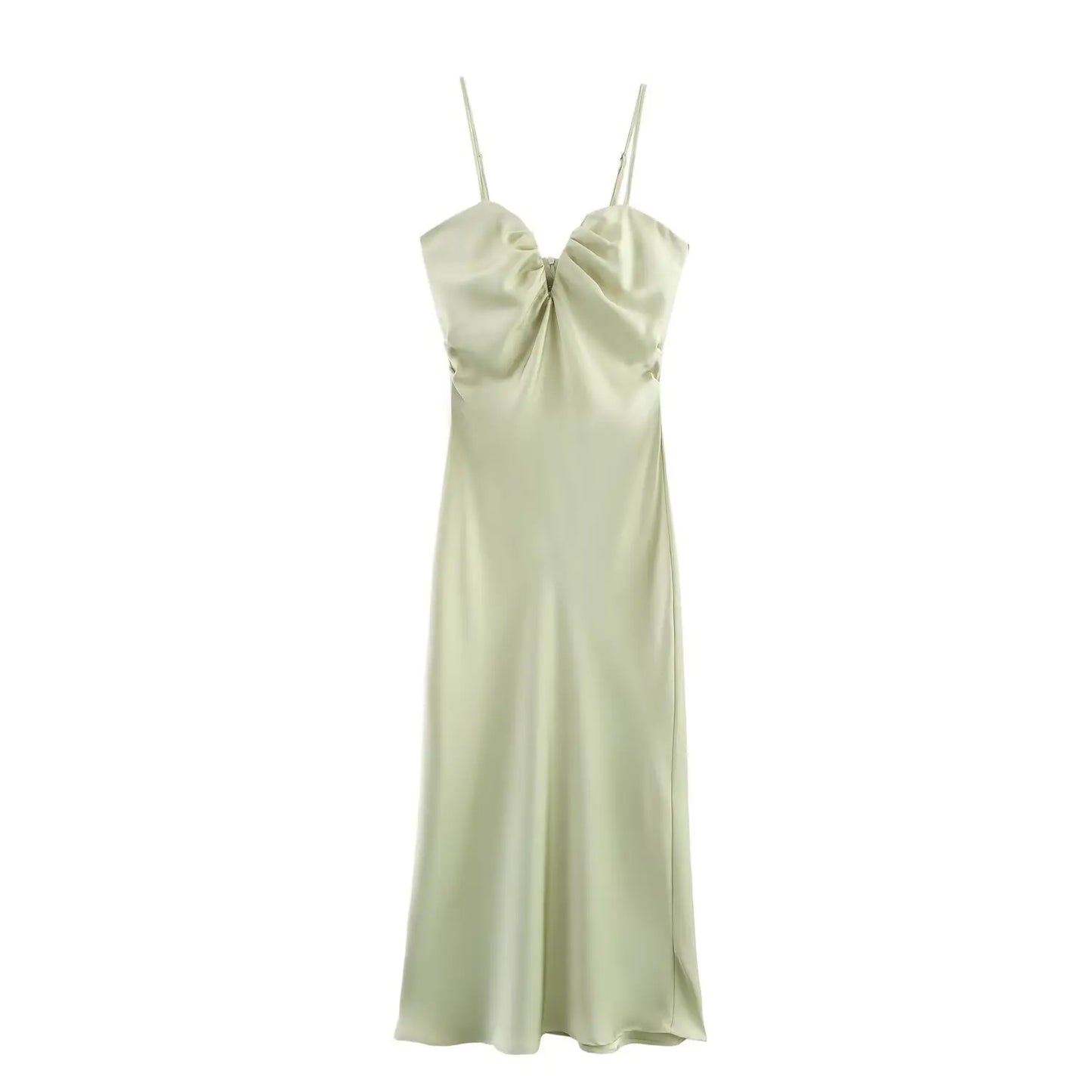 Light green satin slip dress 