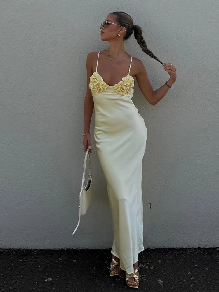 3D Flower Halter Dress