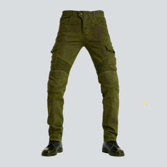 Winter khaki men's biker jeans