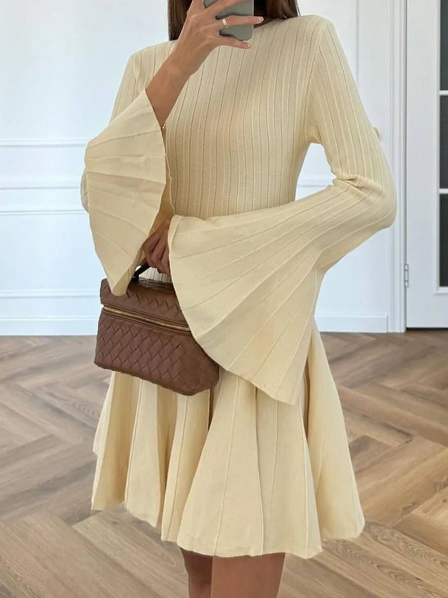 Butter Yellow Bell Sleeve Mini Dress | Chic Autumn Office Edit