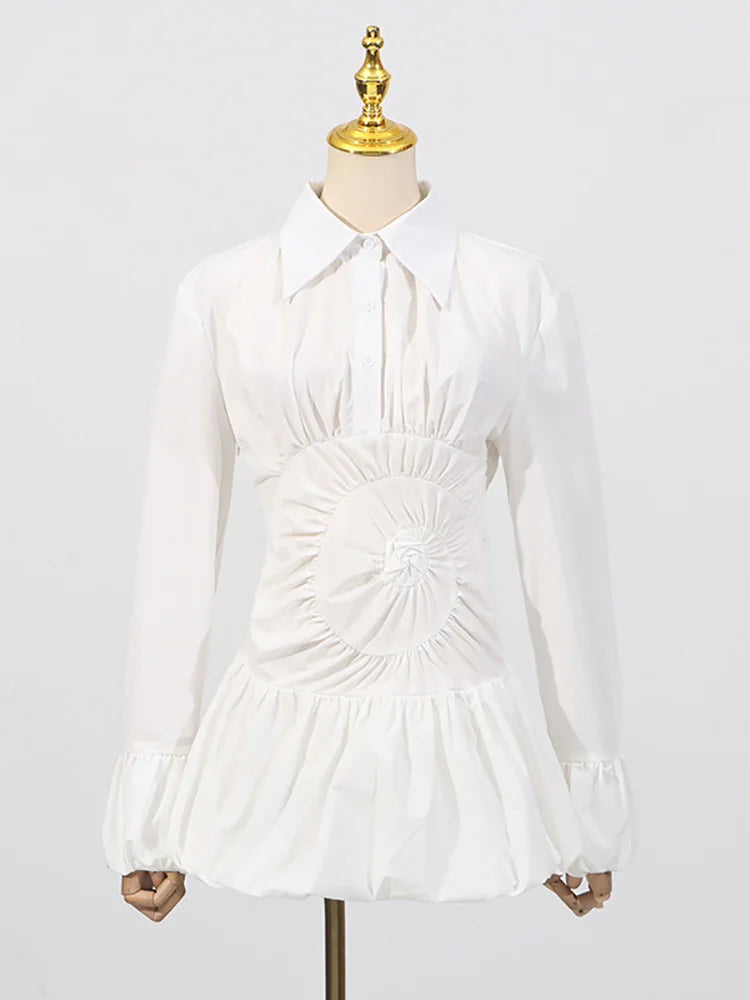 White Cinched Shirt Mini Dress | Flattering Waist