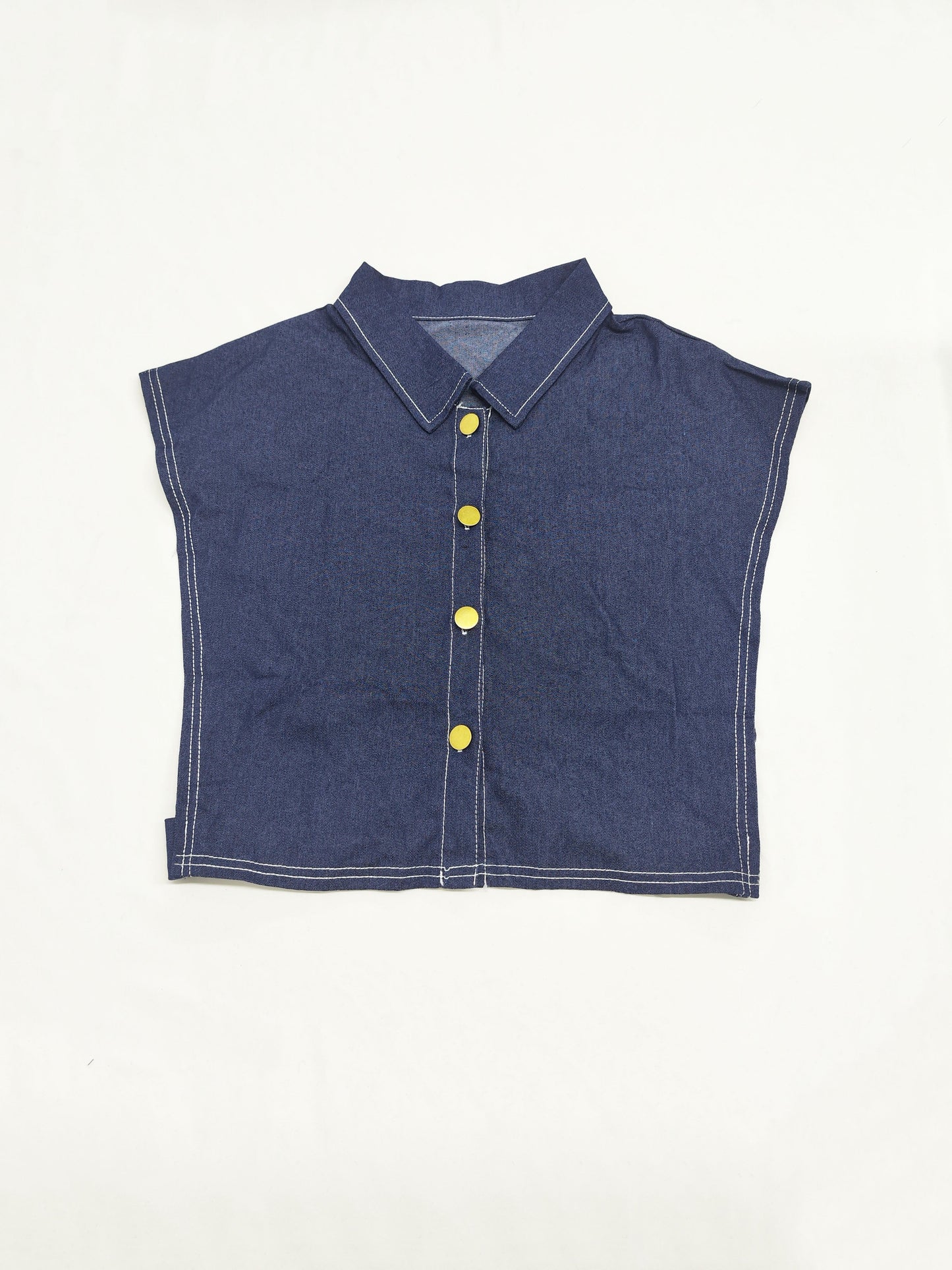Denim Sleeveless Button Down Crop Tops