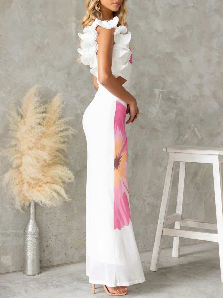 Floral Ruffle Maxi Dress | One-Shoulder Summer Gown