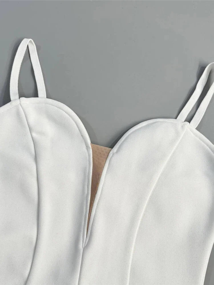 Black White Diamond Bandage Dress | Spaghetti Strap Evening Gown