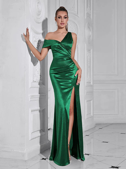Asymmetric High-Split Gown | The Willow Gown