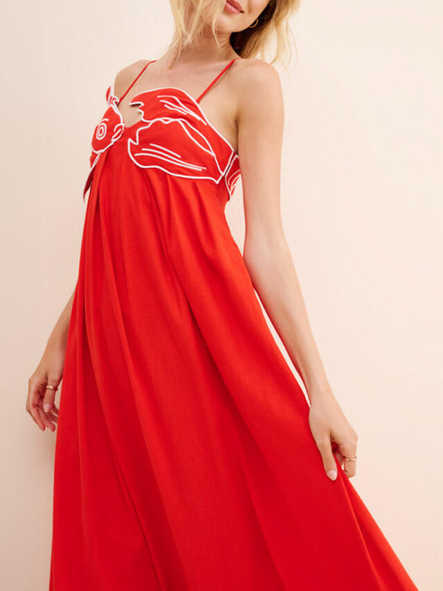 Exquisite Unique Fish-Shaped Top Suspender Midi Dress