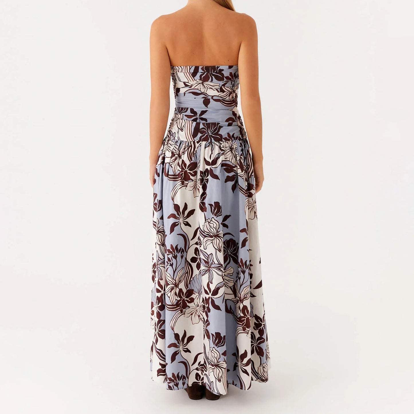 Floral Strapless Maxi Dress | A-Line Summer Beachwear