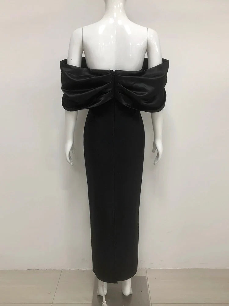 Off-Shoulder Crystal Bodycon Evening Gown