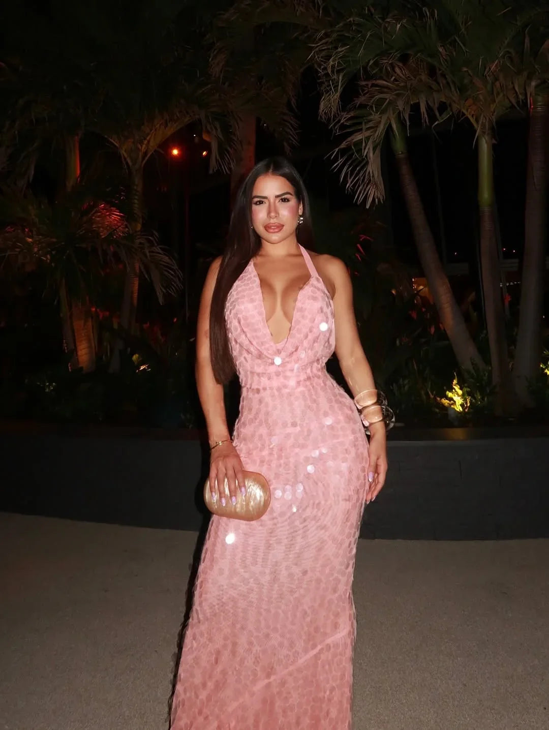 Sequin Halter Maxi Dress | Backless Glam for Beach Parties