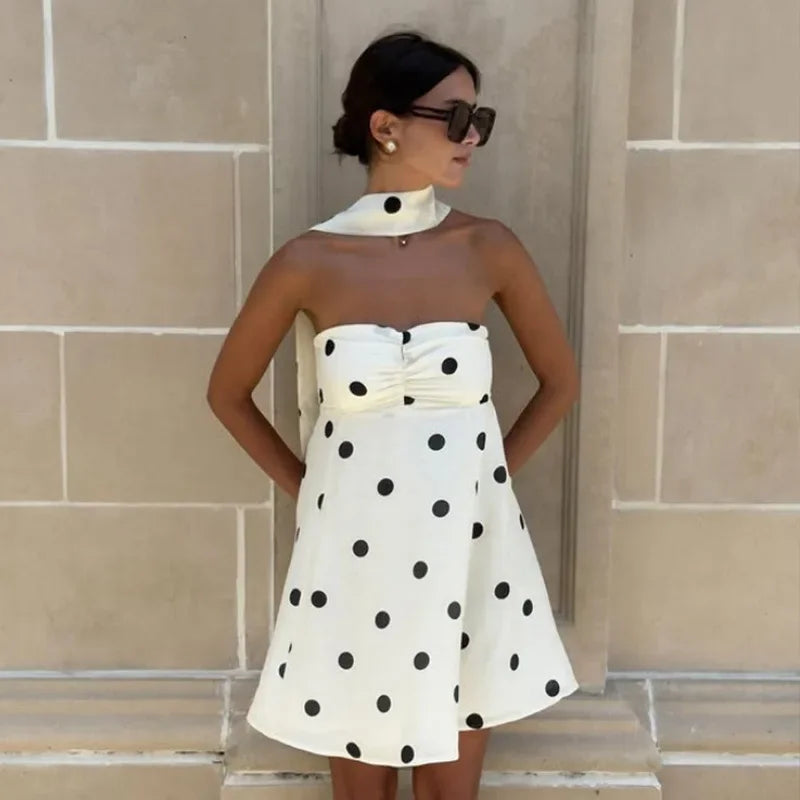Polka Dot Halter Mini Dress | Retro Y2K Summer Charm