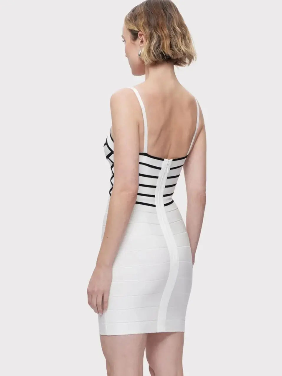 Black & White Bandage Mini Dress | Striped Sculpting Fit