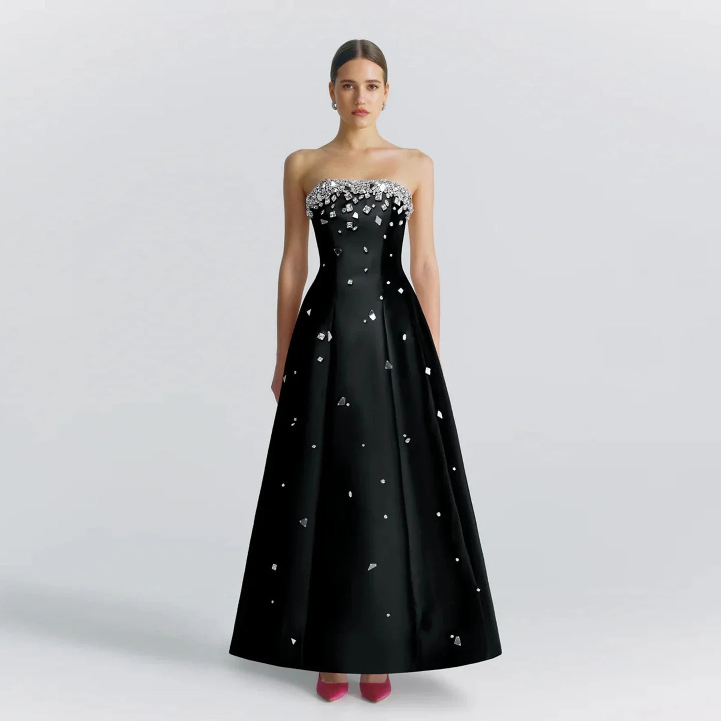 Black Beaded A-Line Gown | The Gala Dress