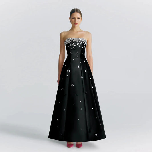 Black Beaded A-Line Gown | The Gala Dress