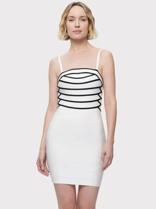 Black & White Bandage Mini Dress | Striped Sculpting Fit