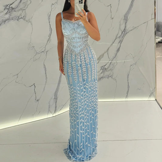 Blue Spaghetti Strap Gown | The Azure Dress