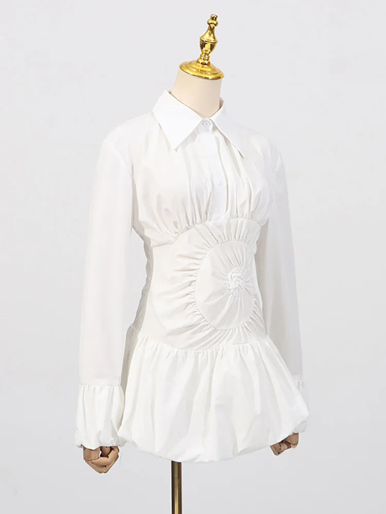 White Cinched Shirt Mini Dress | Flattering Waist