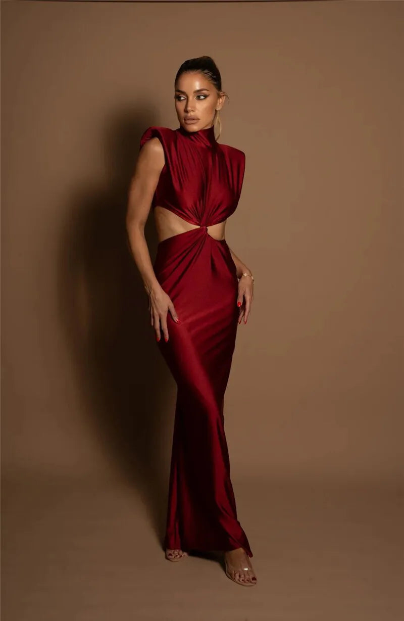 Crimson Cutout Evening Gown | Sculpted Sheath Dress