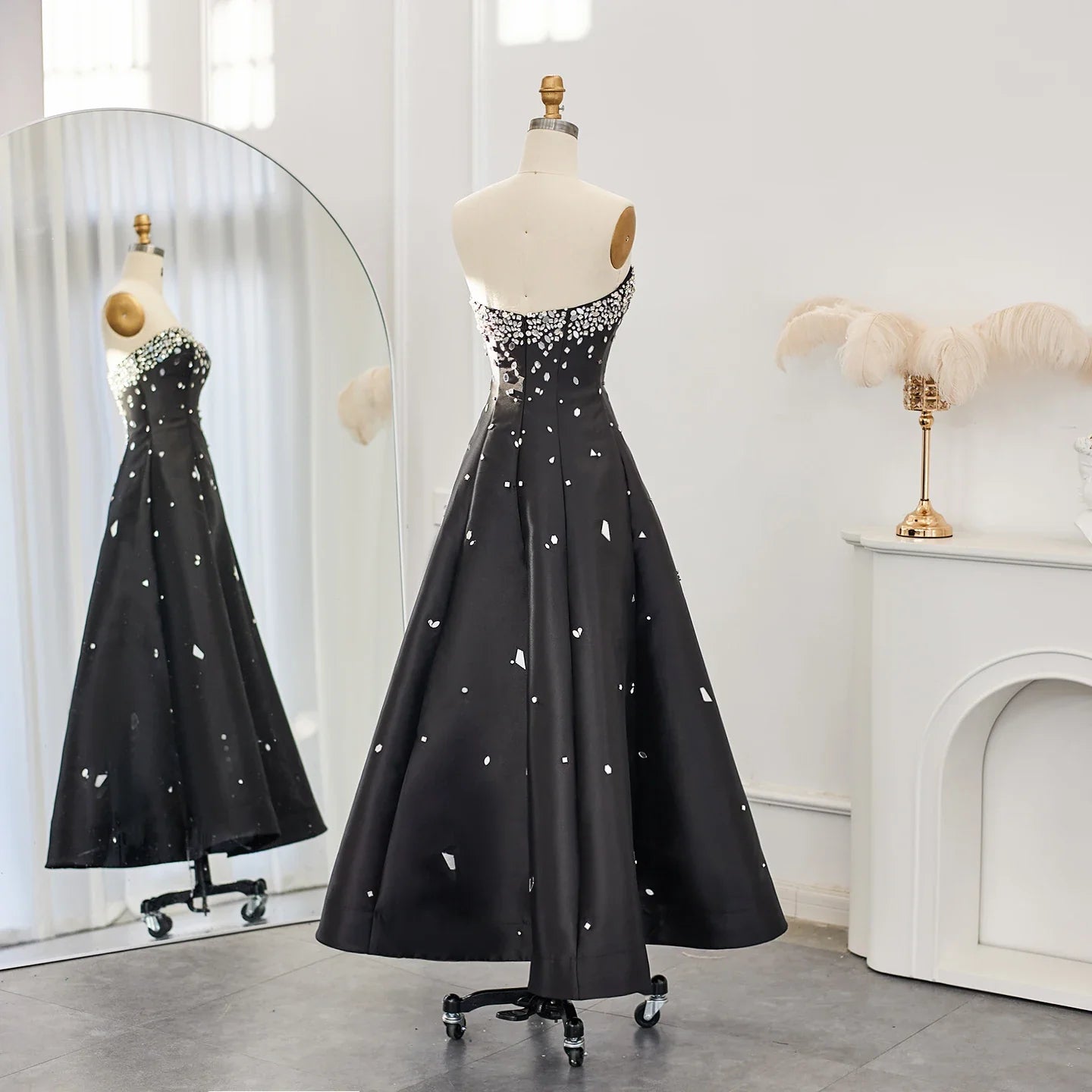 Black Beaded A-Line Gown | The Gala Dress