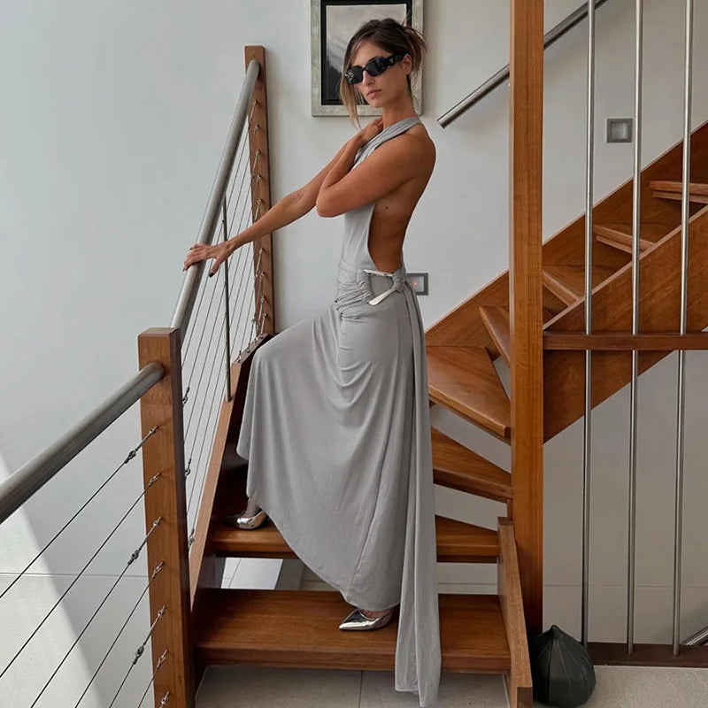 One-Shoulder Bandage Maxi Dress
