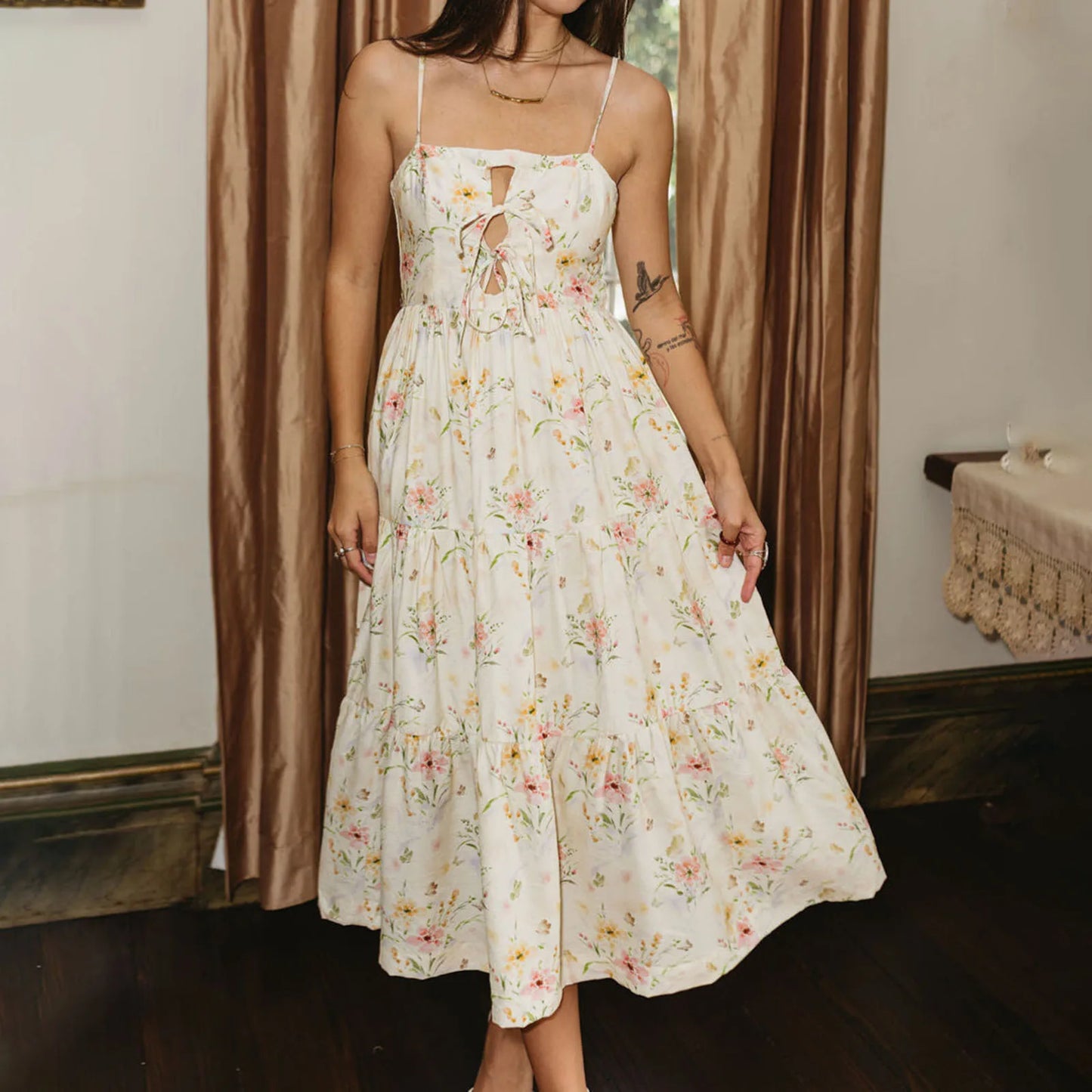 Floral Spaghetti Strap Maxi Dress | Vintage Summer Romance