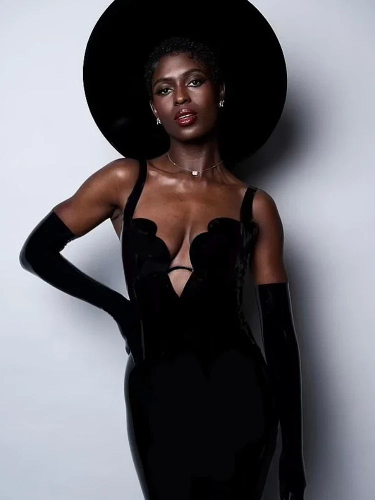 Black Deep V Neck Bandage Jumpsuit | Slim Pencil Pants