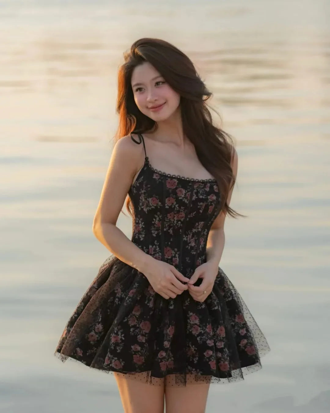 High waist empire mini princess style dress for brunch or party