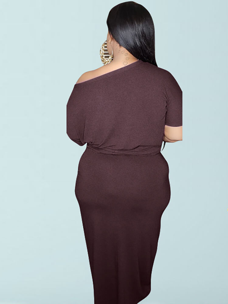 Plus Size 2 Piece Button Twist Knot Top+Pocket Skirt Set
