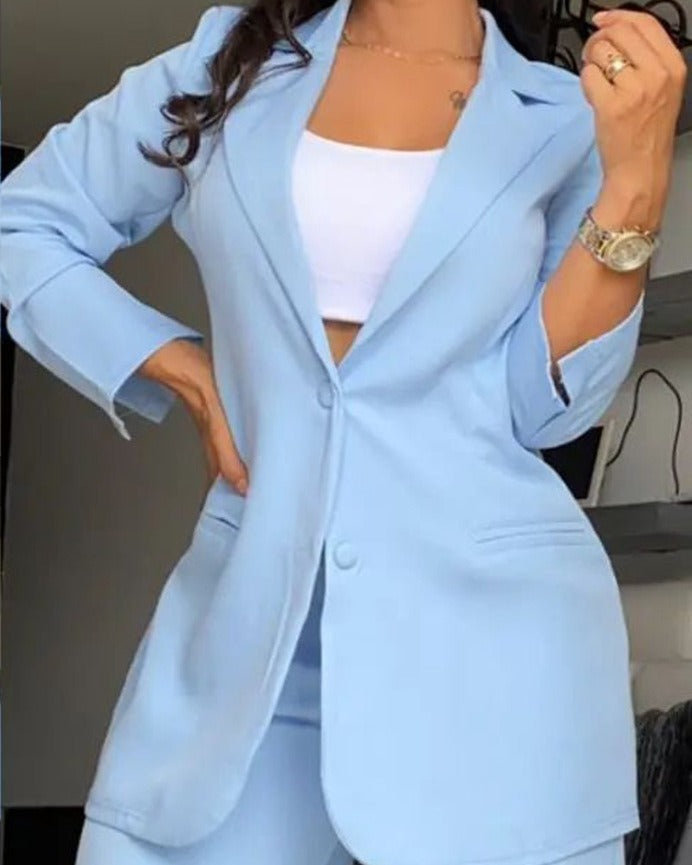 Three Piece Cardigan Crop Top Long Pants
