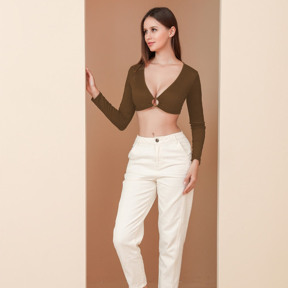 V-Neck Ribbed Top