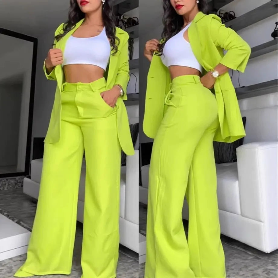 Three Piece Cardigan Crop Top Long Pants