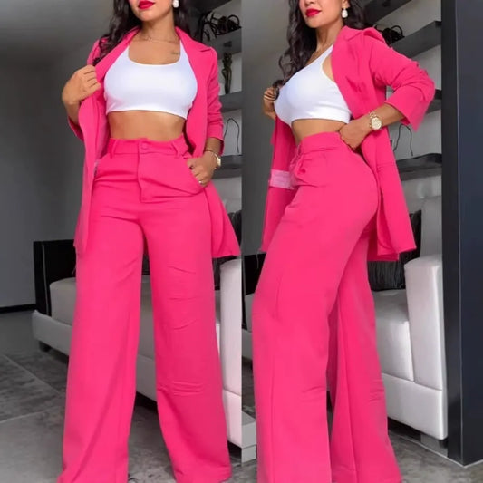 Three Piece Cardigan Crop Top Long Pants