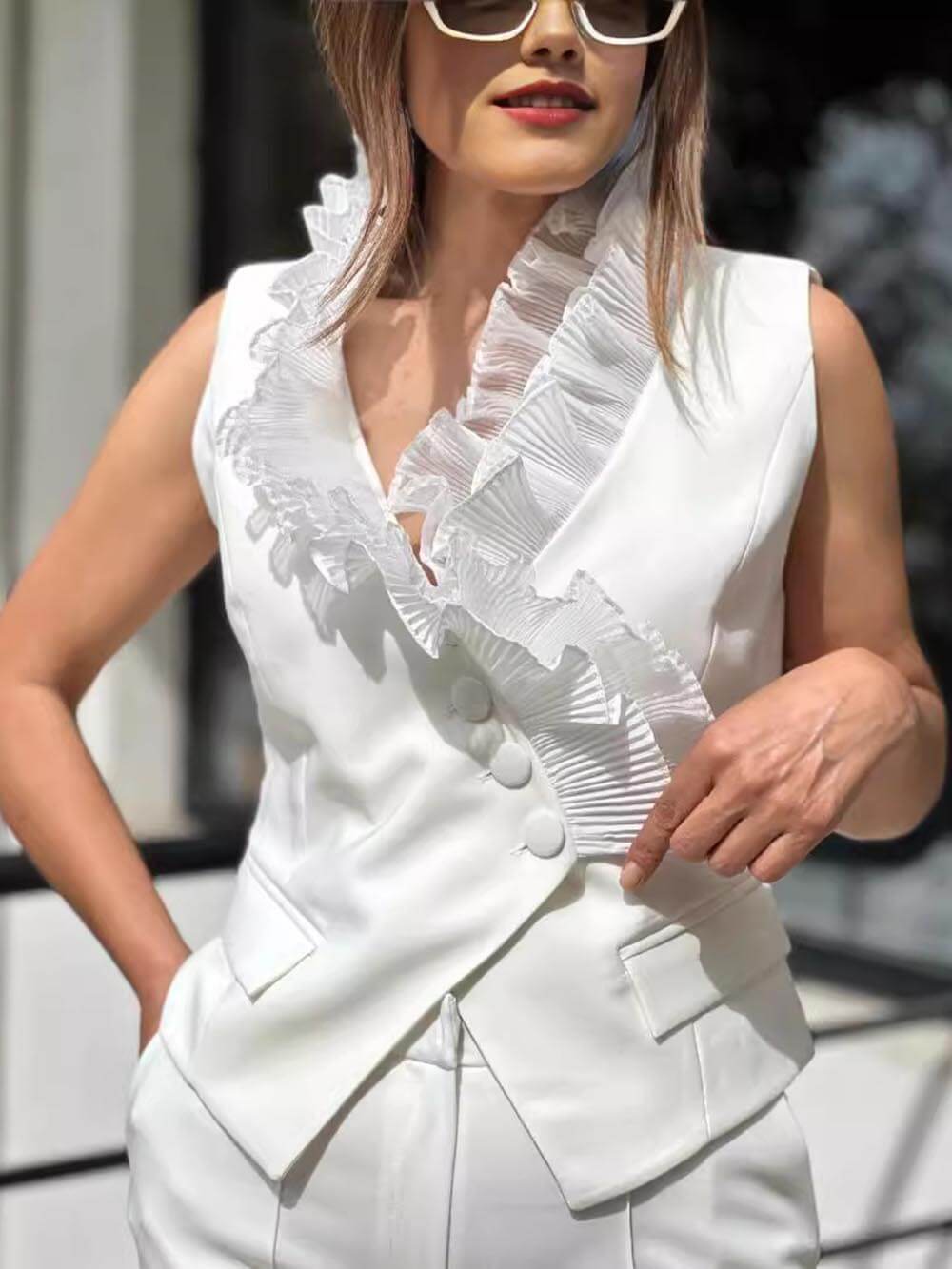 Lace Trim Sleeveless Vest Top