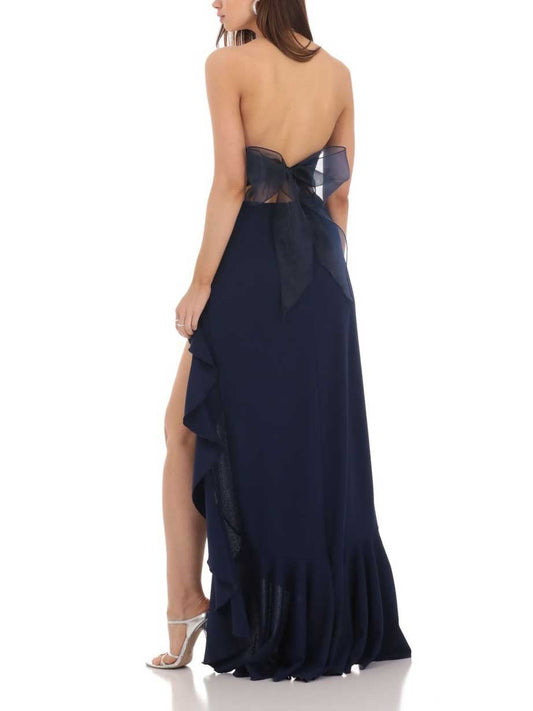Sexy Strapless Irregular Maxi Dress