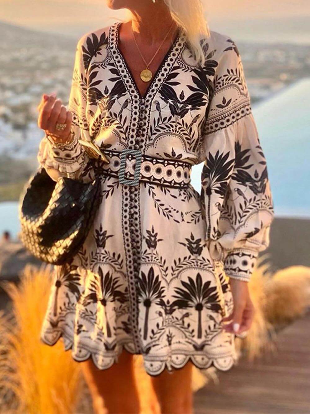 Printed Beach Loose Mini Dress
