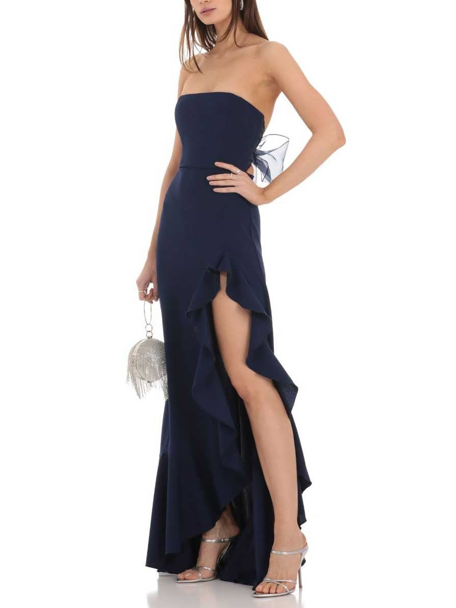 Sexy Strapless Irregular Maxi Dress