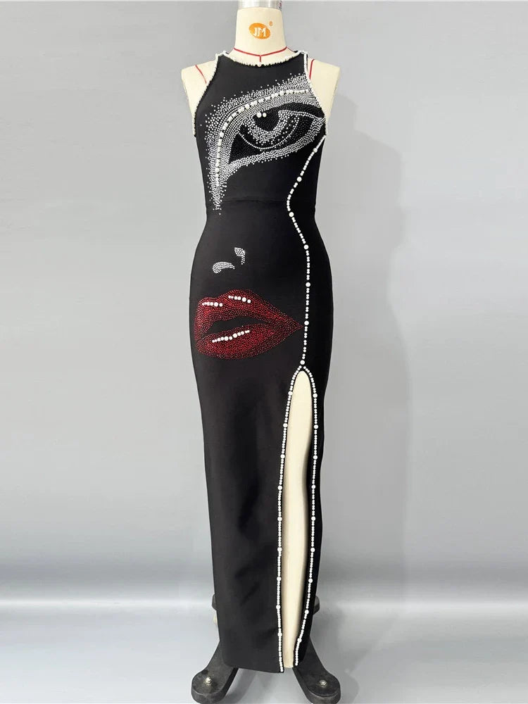 Luxury split bandage dress for parties and celebrity events