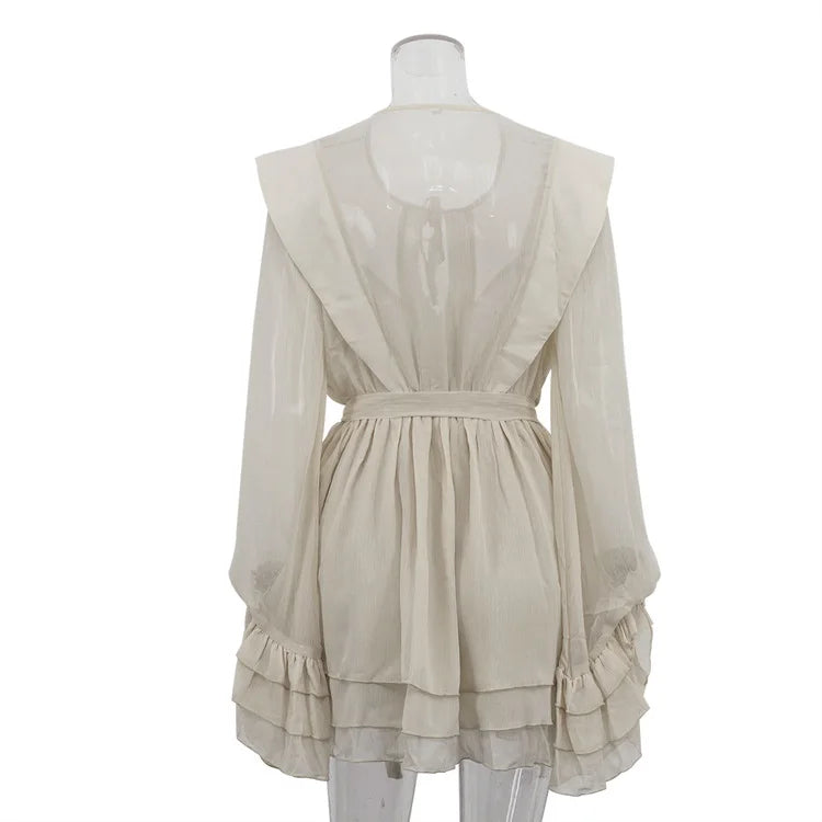 Ruffled Chiffon Mini Dress | Romantic High Waist Silhouette