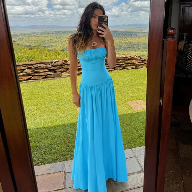 Sky Blue Spaghetti Strap Maxi Dress | Effortless Summer Style